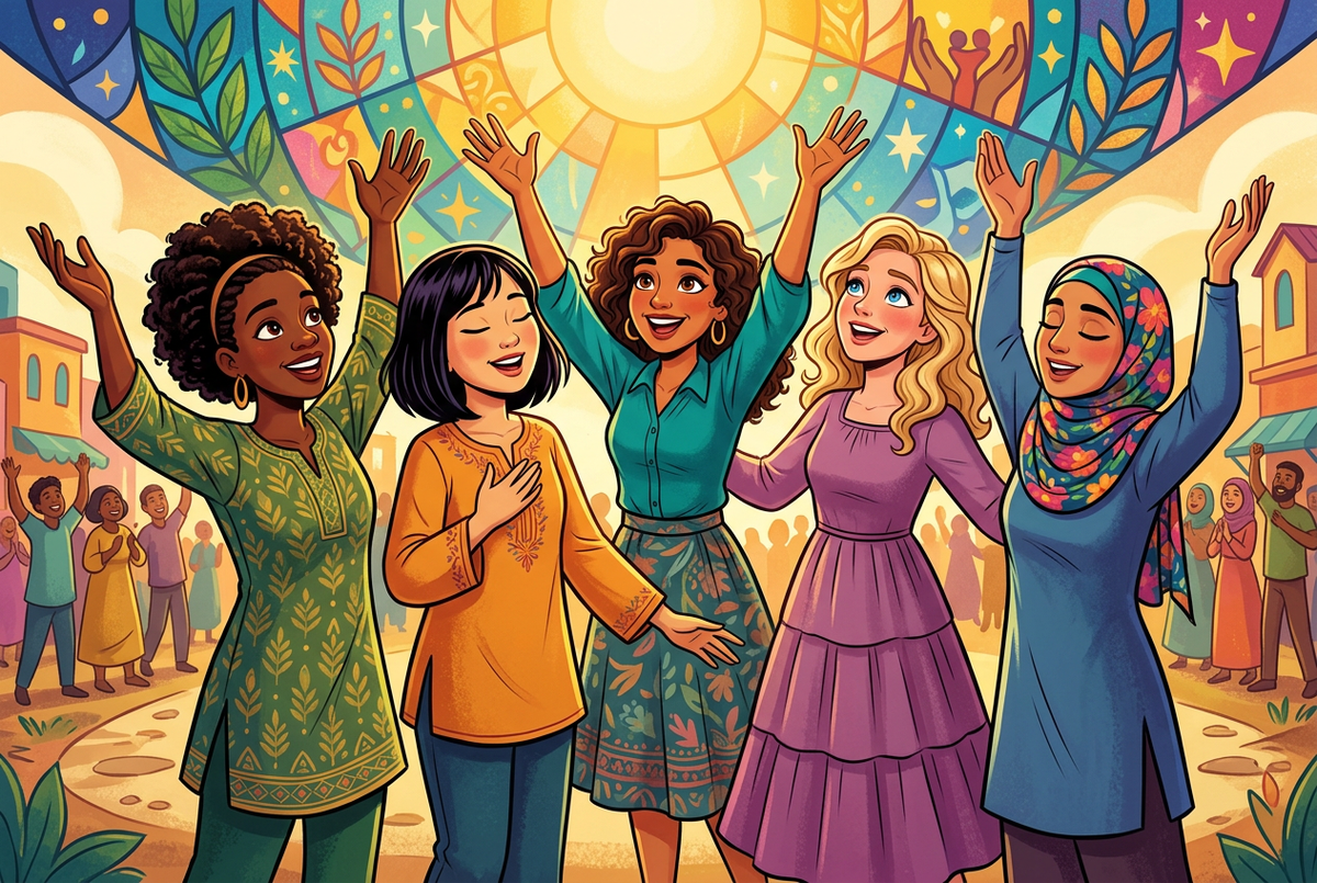 Diverse Women of Faith Cartoon